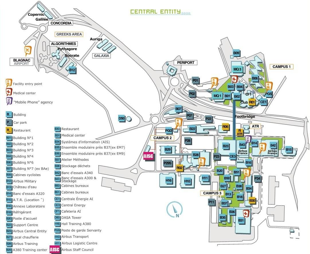 mapa Airbus w Tuluzie