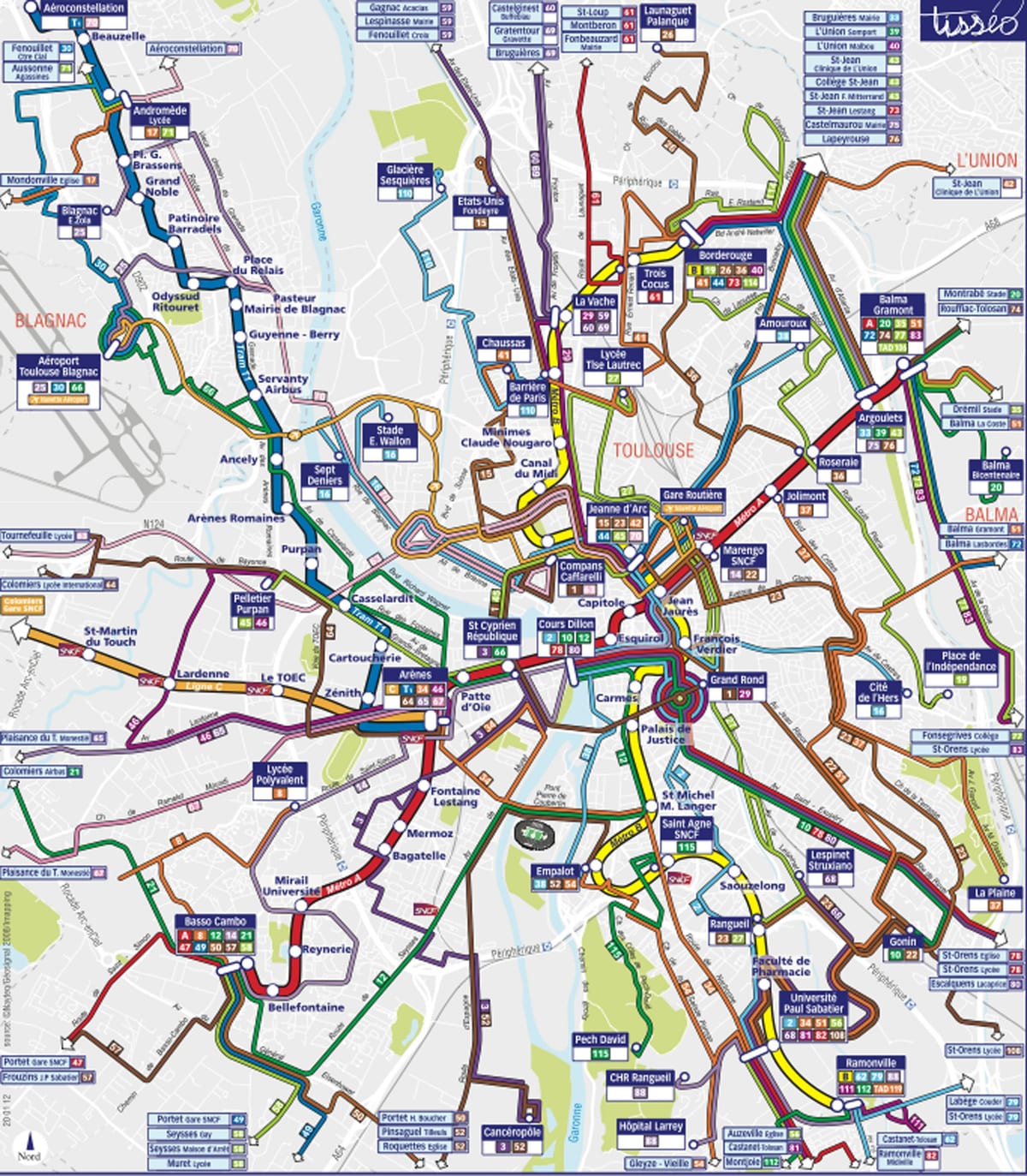 Autobus Tuluza trasę na mapie