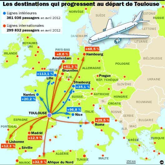 mapa lotnisko docelowe Tuluza