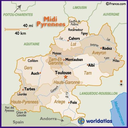 mapa Tuluzy i okolic