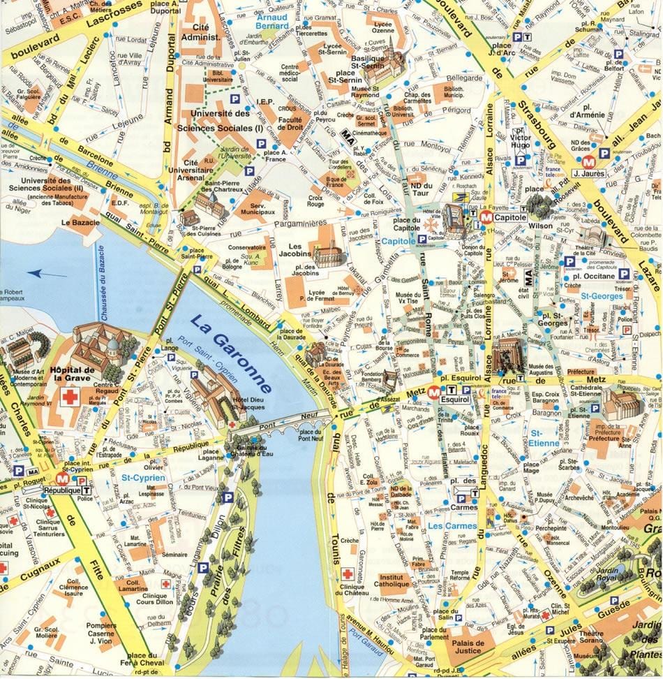 mapa miasta Tuluzy
