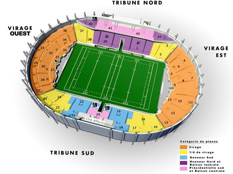 mapę stadionu Tuluzy
