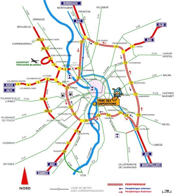mapa dróg Tuluza