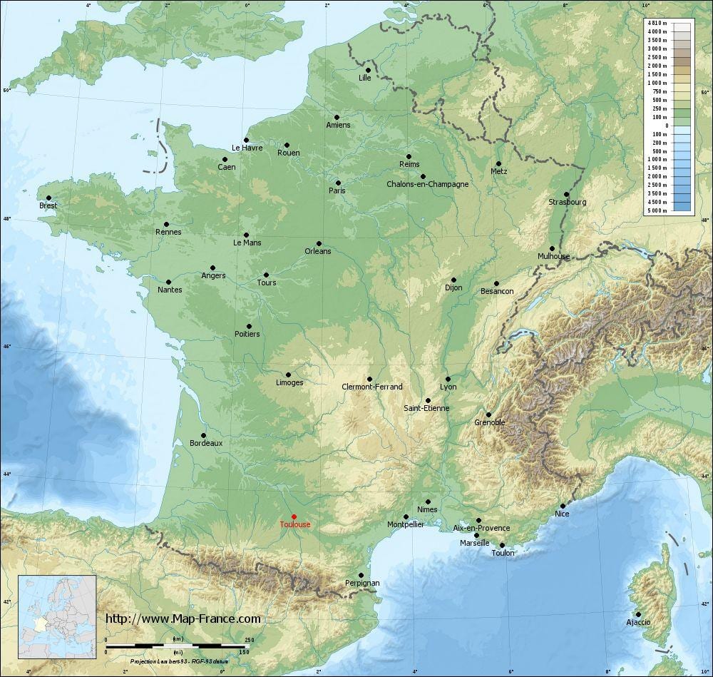 mapa geograficzna Tuluzy