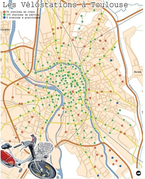 mapa Tuluzy rower