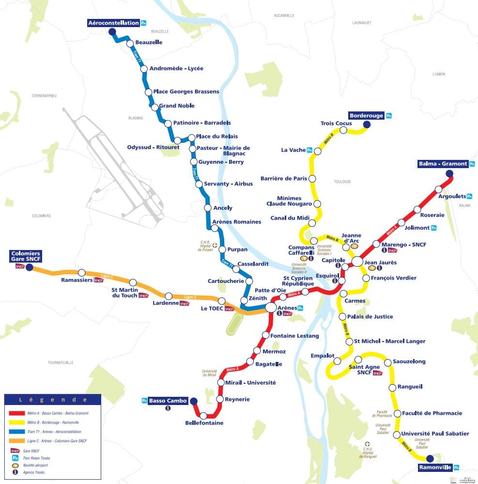 mapa Tuluzy tramwaj