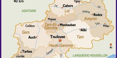 Mapa Tuluzy i okolic