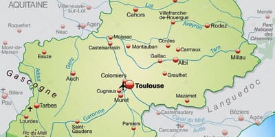 Mapa region Tuluza