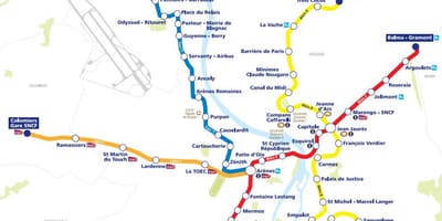 Mapa Tuluzy tramwaj